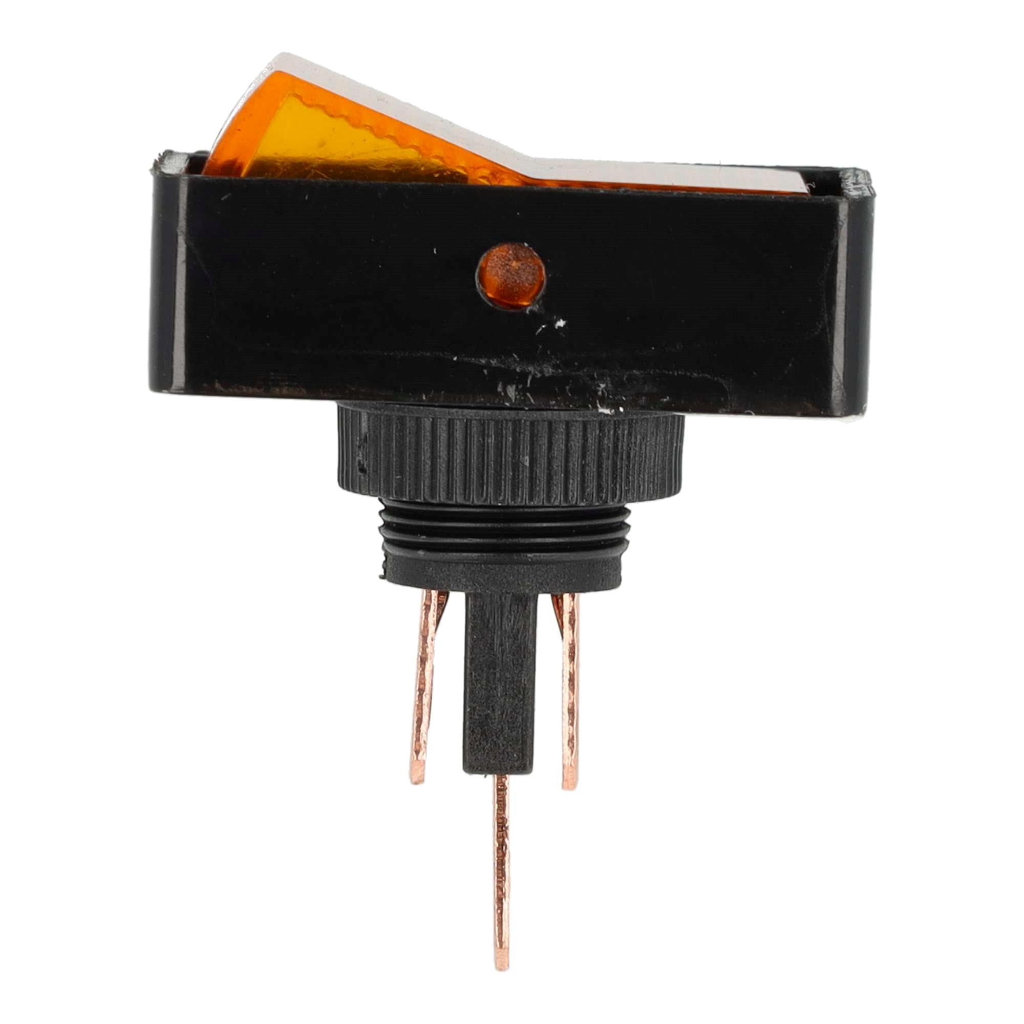 WIPSCHAKELAAR ON/OFF RECHTHOEKIG, ROND GAT AMBER/ORANJE 16A 12V, 12V LAMP 2