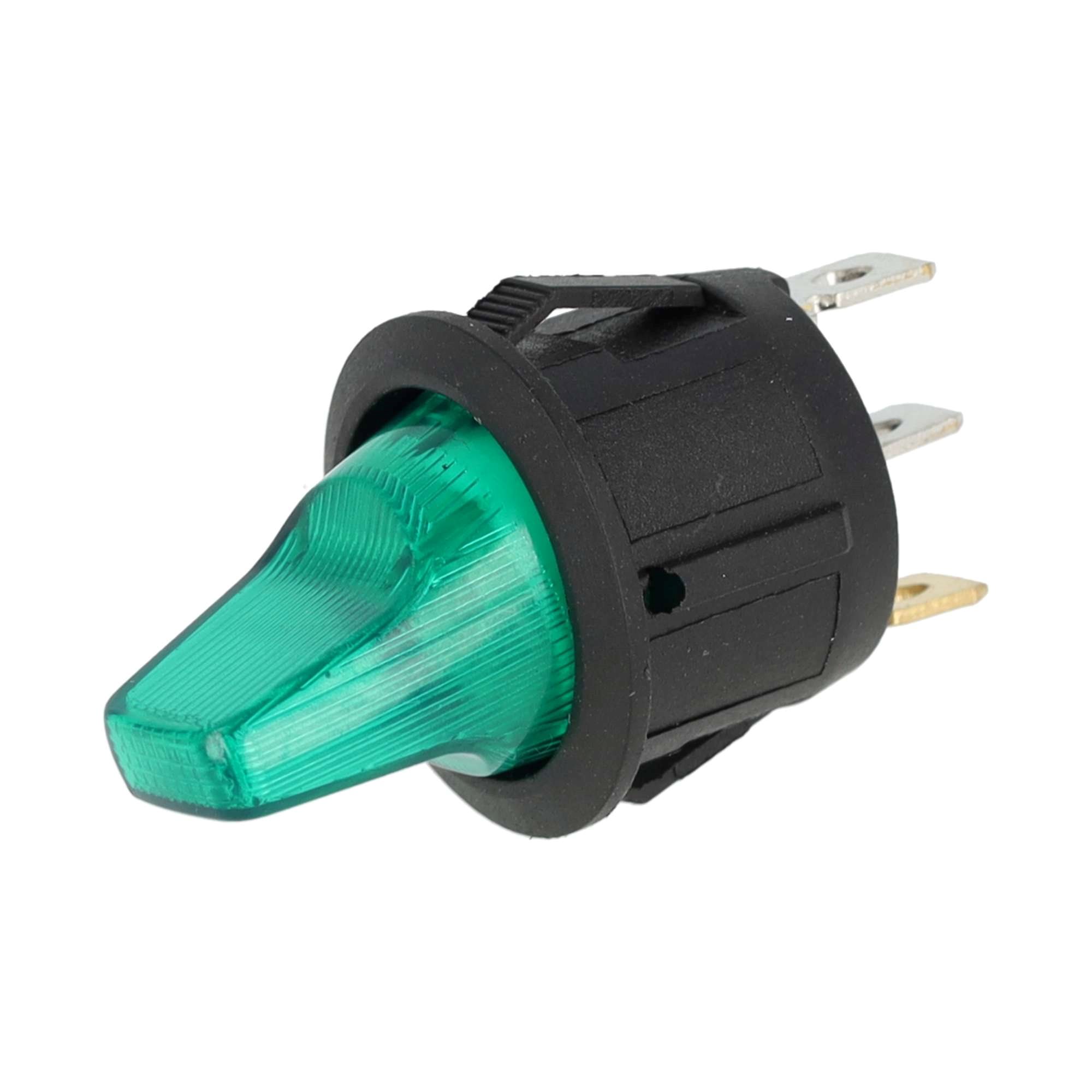 MINI TUIMELSCHAKELAAR ROND ON/OFF 12V 16A, LED 12V GROEN