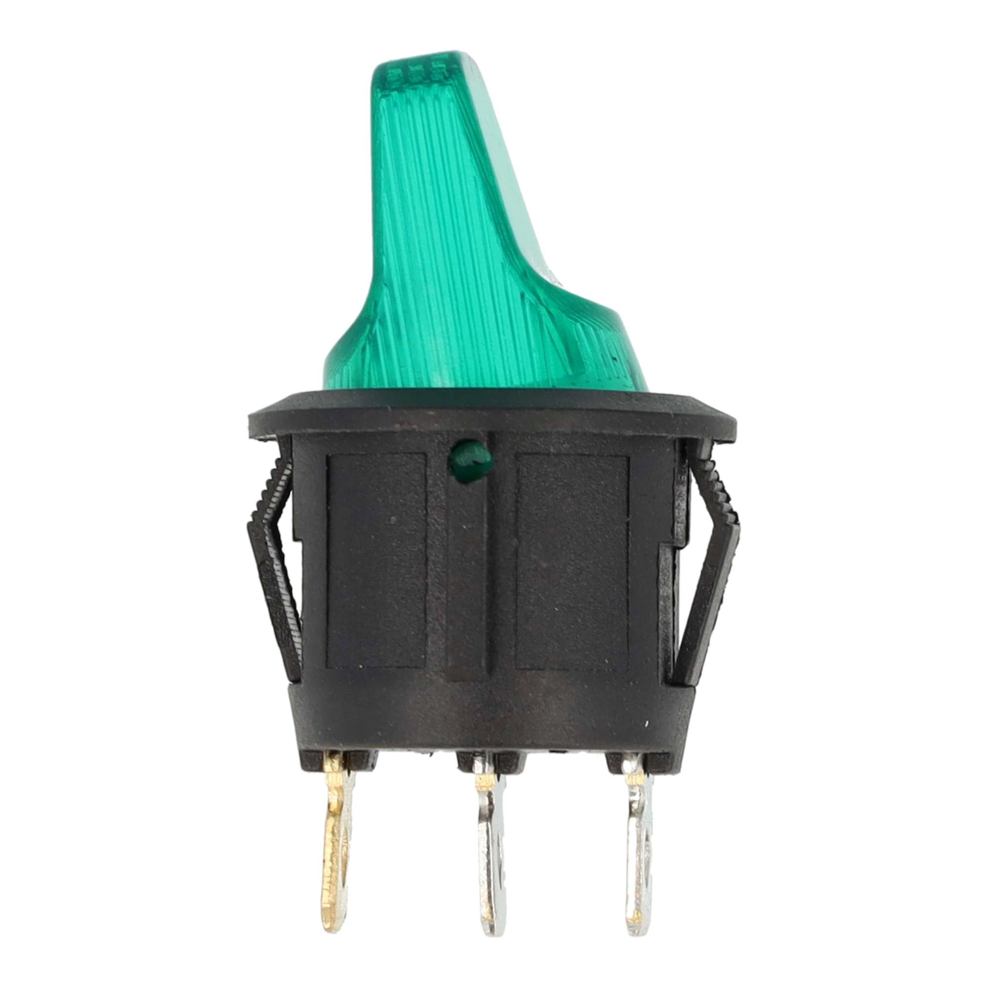 MINI TUIMELSCHAKELAAR ROND ON/OFF 12V 16A, LED 12V GROEN 2