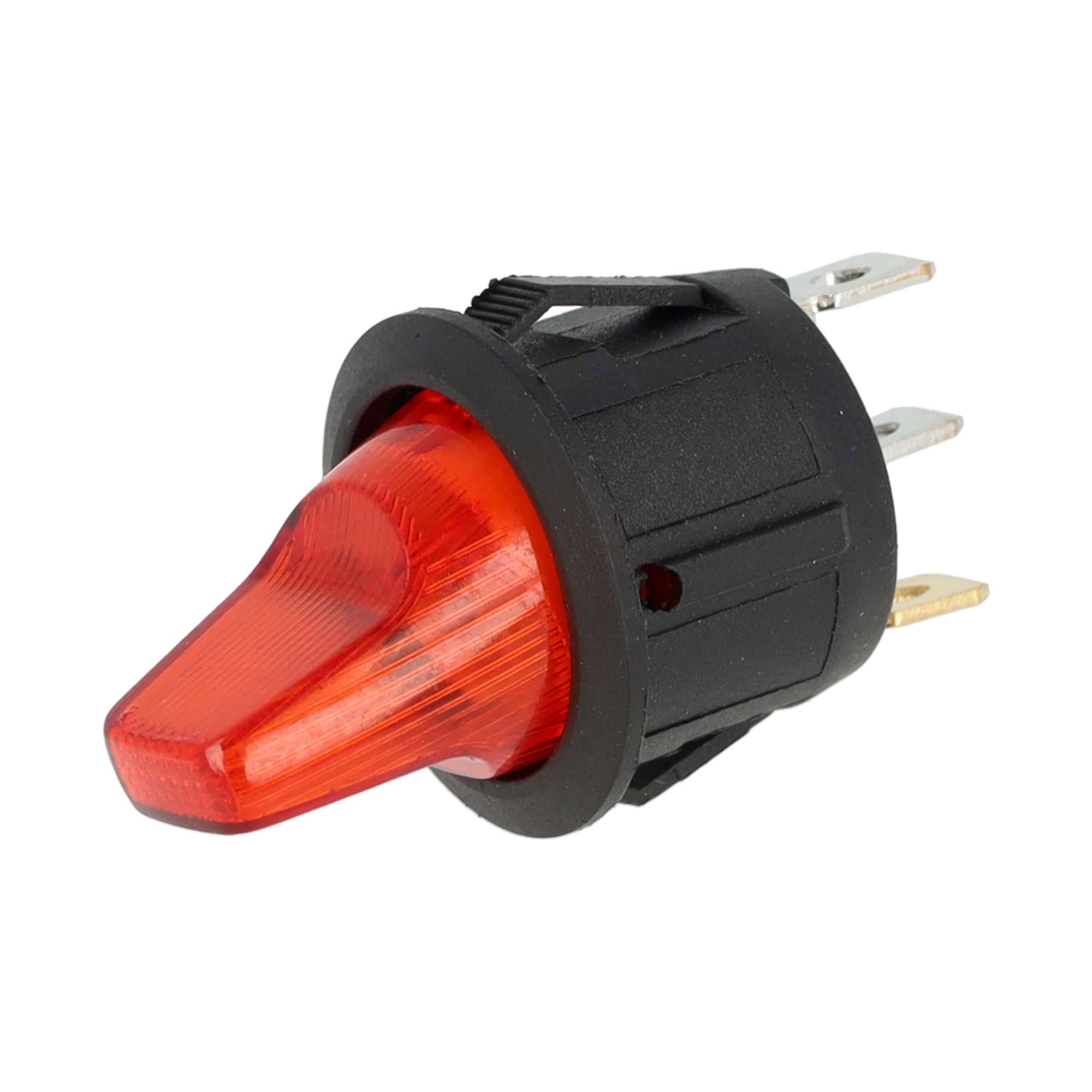 MINI TUIMELSCHAKELAAR ROND ON/OFF 12V 16A, LED 12V ROOD