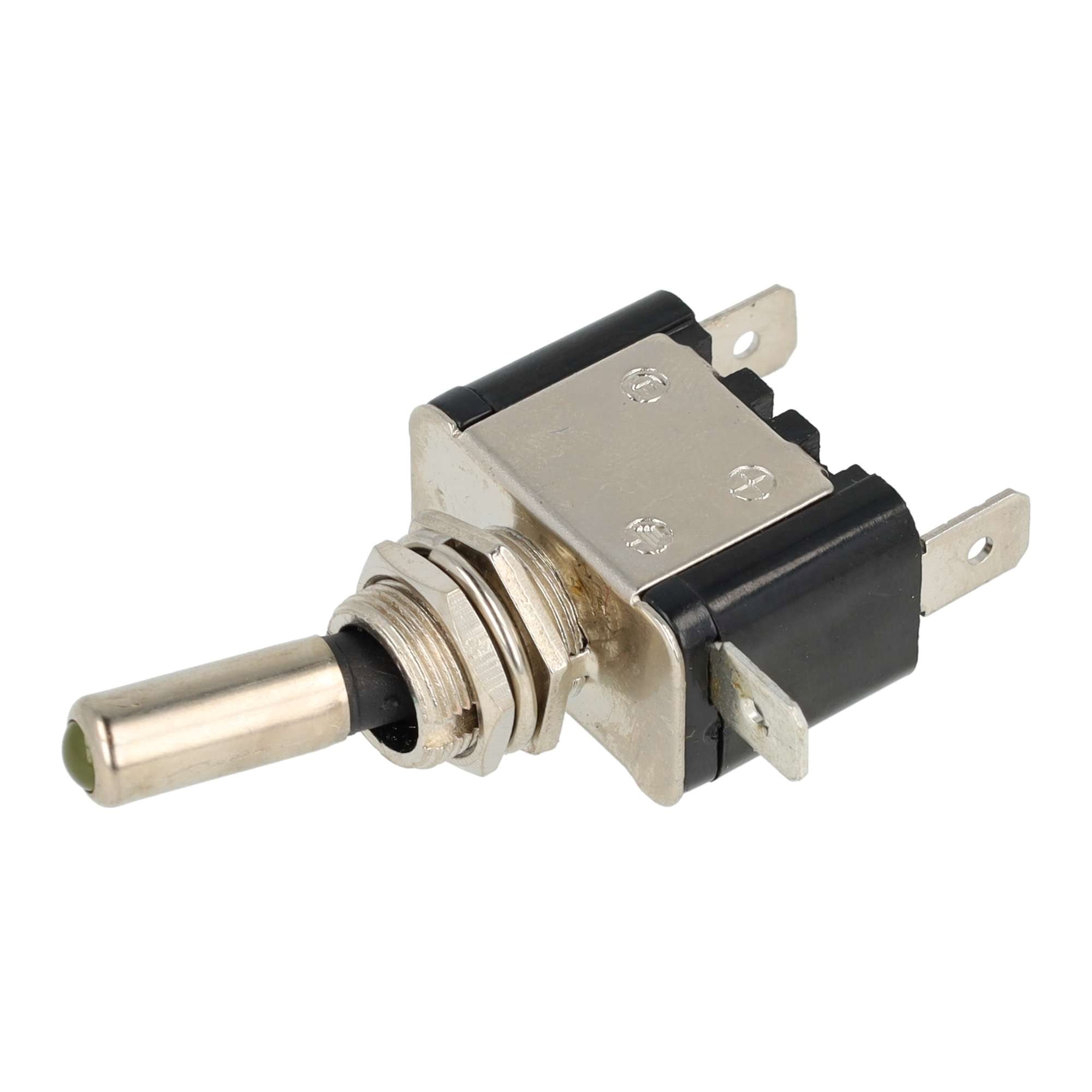 TUIMELSCHAKELAAR HEAVY DUTY ON/OFF METAAL ZILVEREN CONTACTEN 12V 20A, LED AMBER/ORANJE 12V