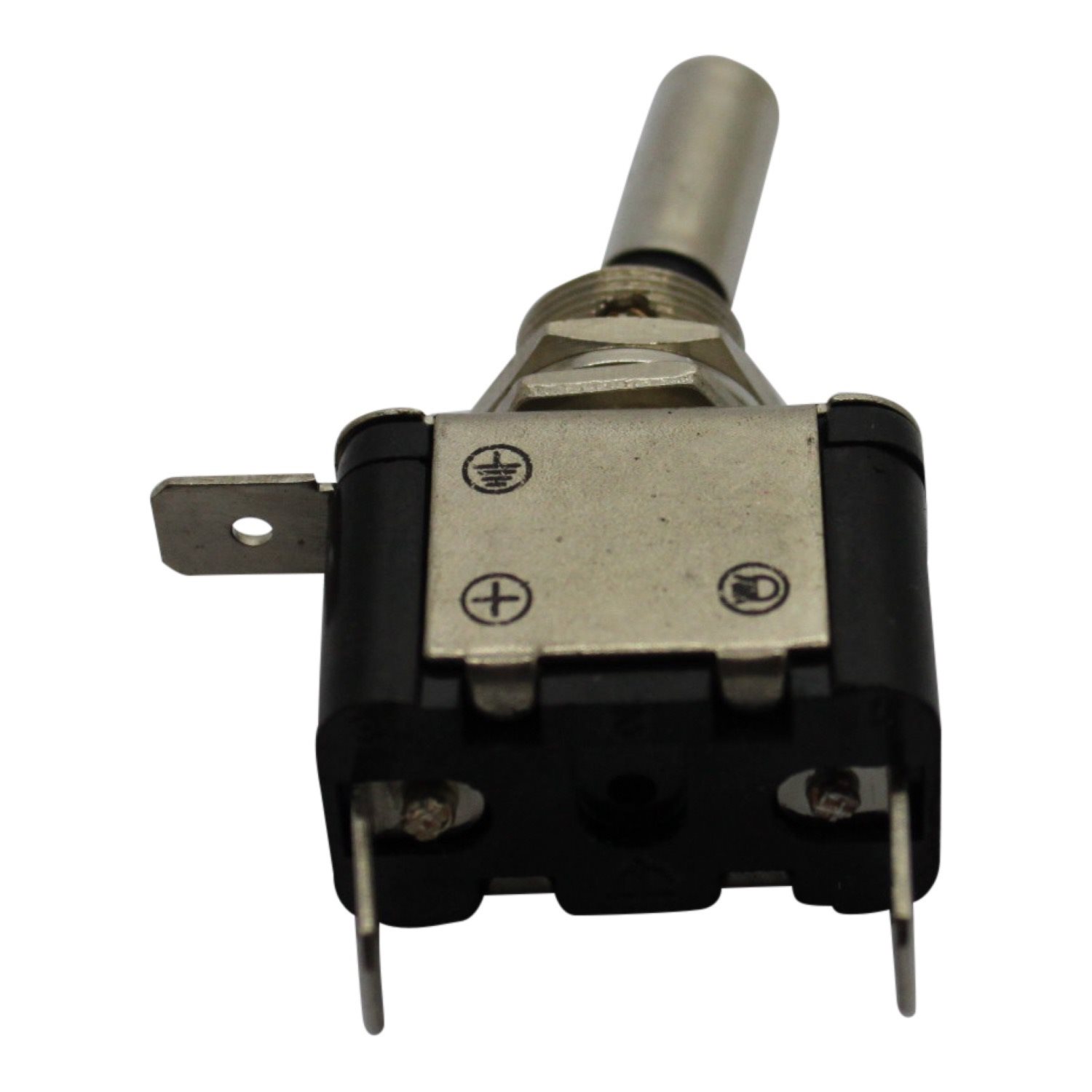 TUIMELSCHAKELAAR HEAVY DUTY ON/OFF METAAL ZILVEREN CONTACTEN 12V 25A, LED GROEN 12V 3
