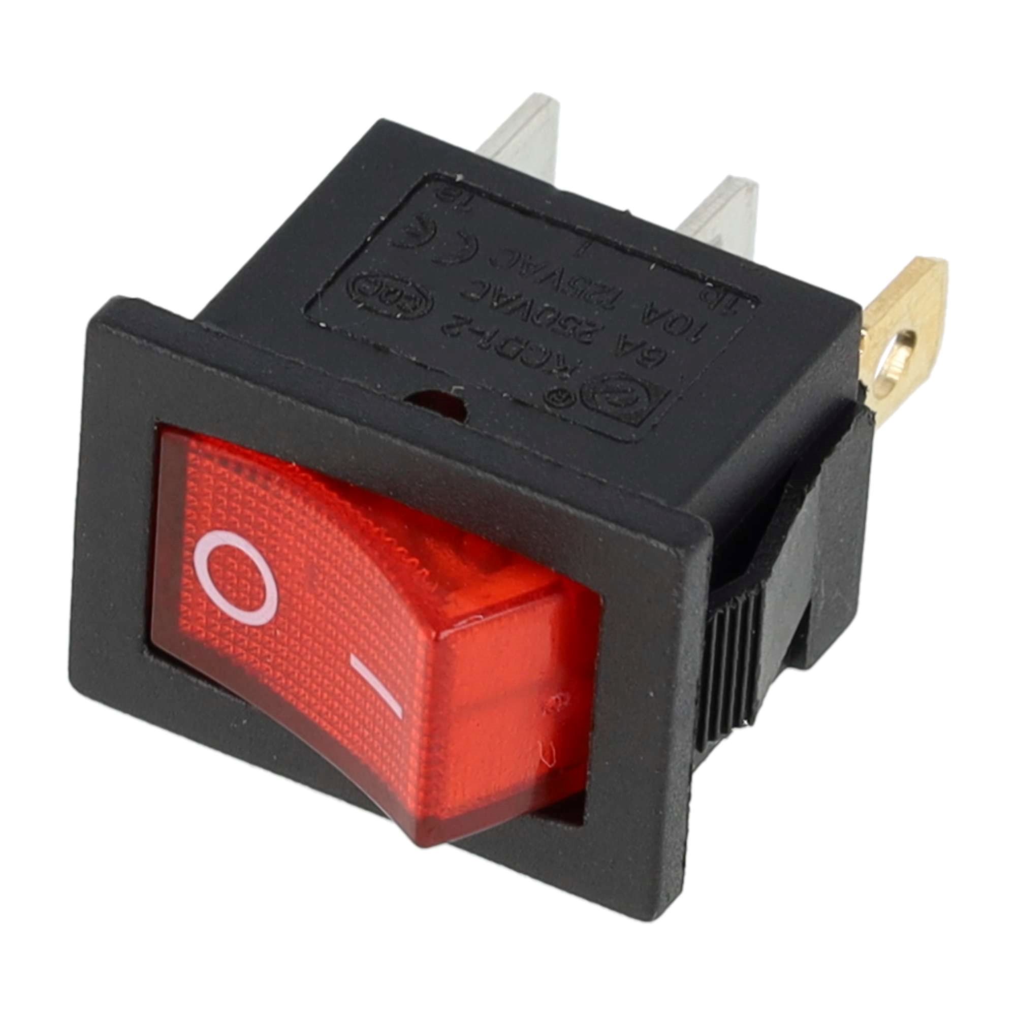 MINI TUIMELSCHAKELAAR ON/OFF VERLICHT ROOD 12V 16A