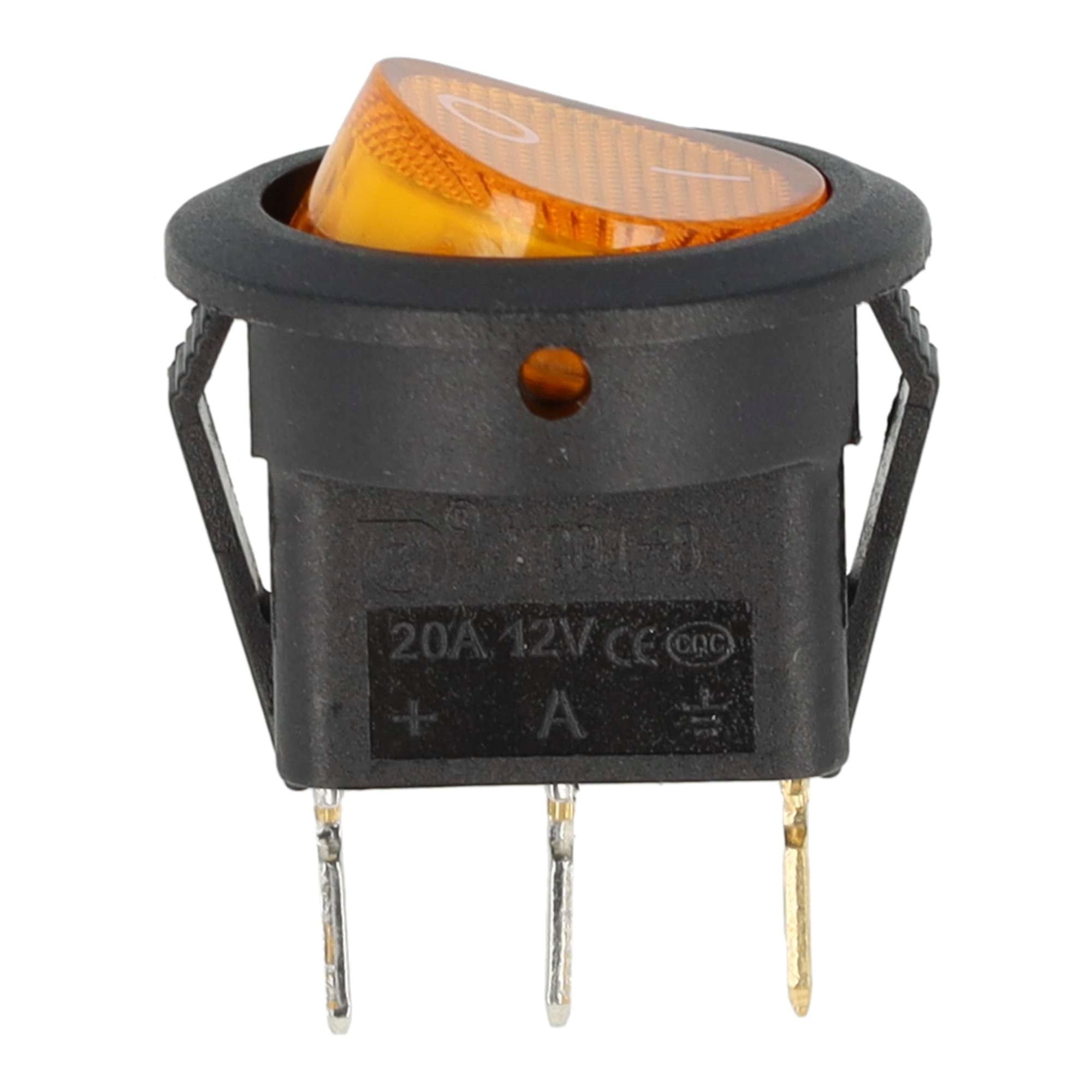 MINI WIPSCHAKELAAR ROND ON/OFF 3-POLE AMBER 12V 10A, 12V LAMP 2