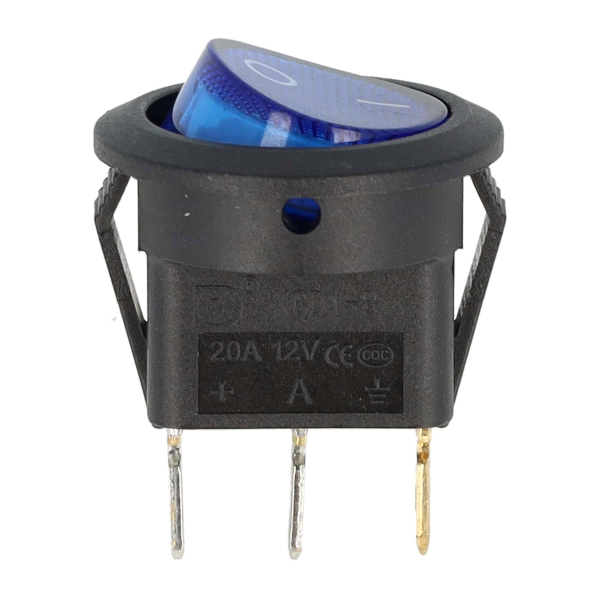 MINI WIPSCHAKELAAR ROND ON/OFF 3-POLE BLAUW 12V 10A, 12V LAMP 2