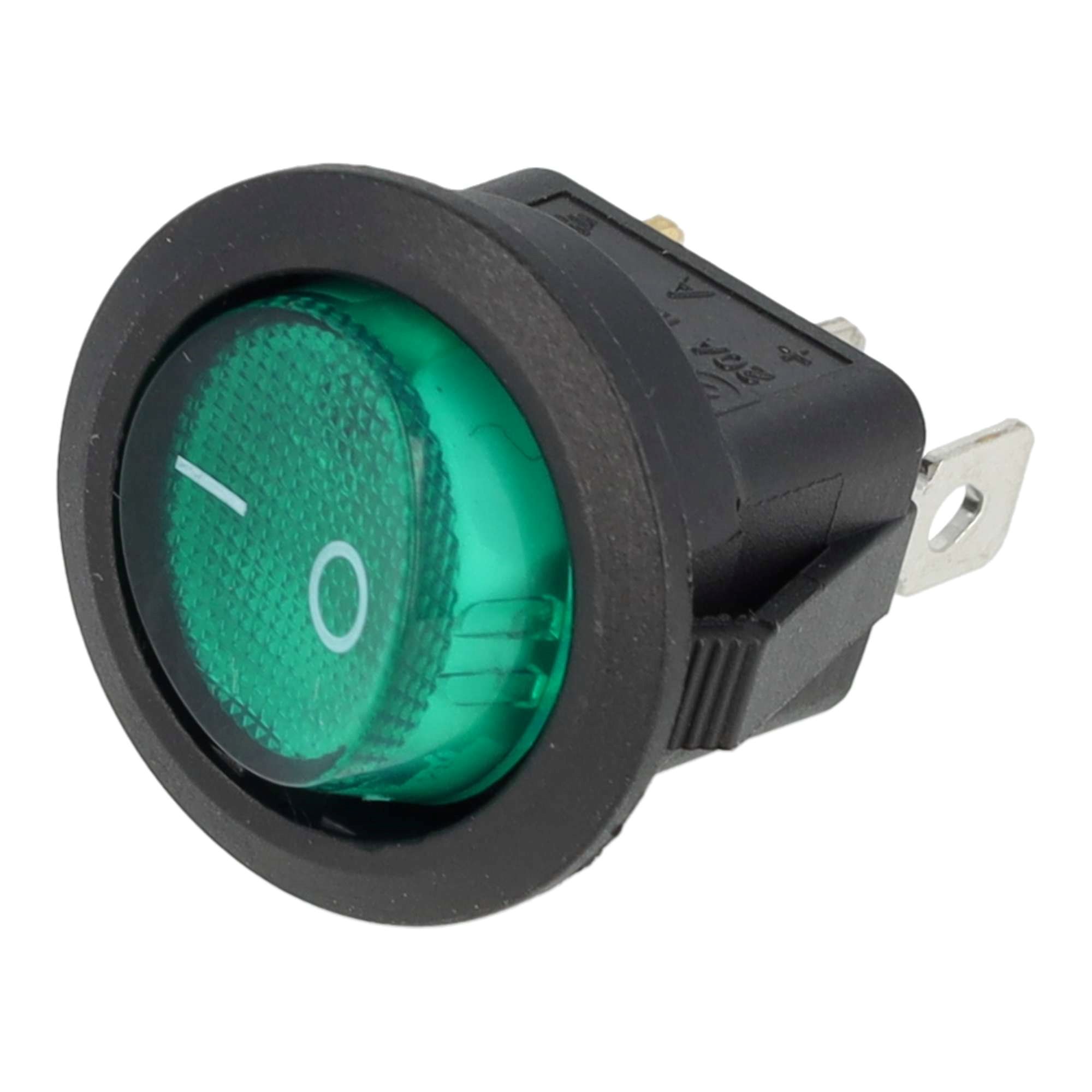 MINI WIPSCHAKELAAR ROND ON/OFF 3-POLE GROEN 12V 10A, 12V LAMP
