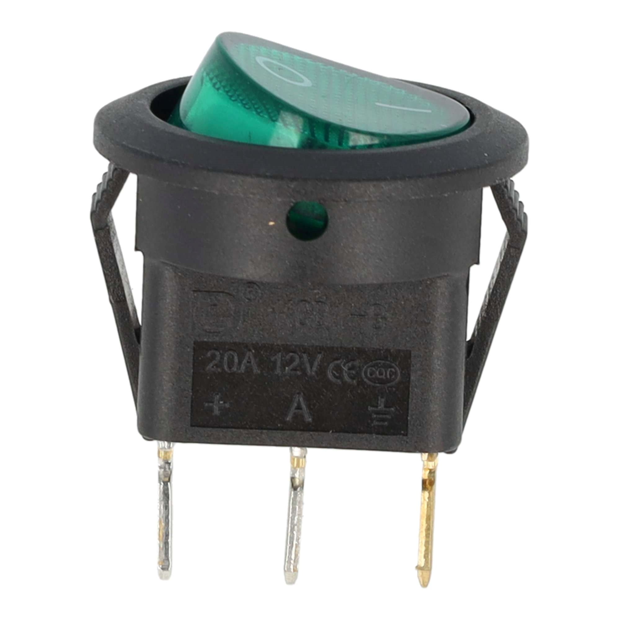 MINI WIPSCHAKELAAR ROND ON/OFF 3-POLE GROEN 12V 10A, 12V LAMP 2
