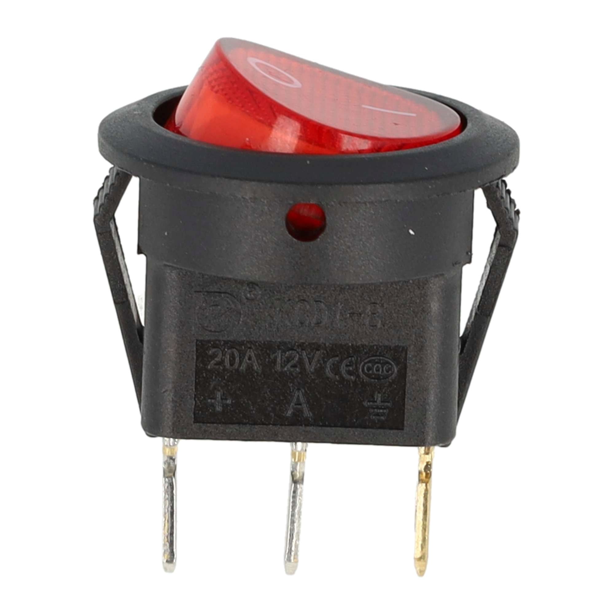 MINI WIPSCHAKELAAR ROND ON/OFF 3-POLE ROOD 12V 10A, 12V LAMP 2