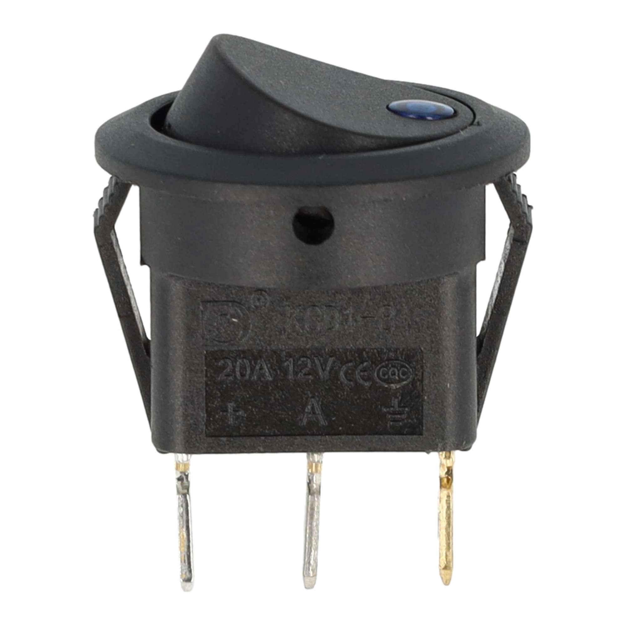 MINI WIPSCHAKELAAR ROND ON/OFF 3-POLE BLAUW 12V 10A, 12V LED 2