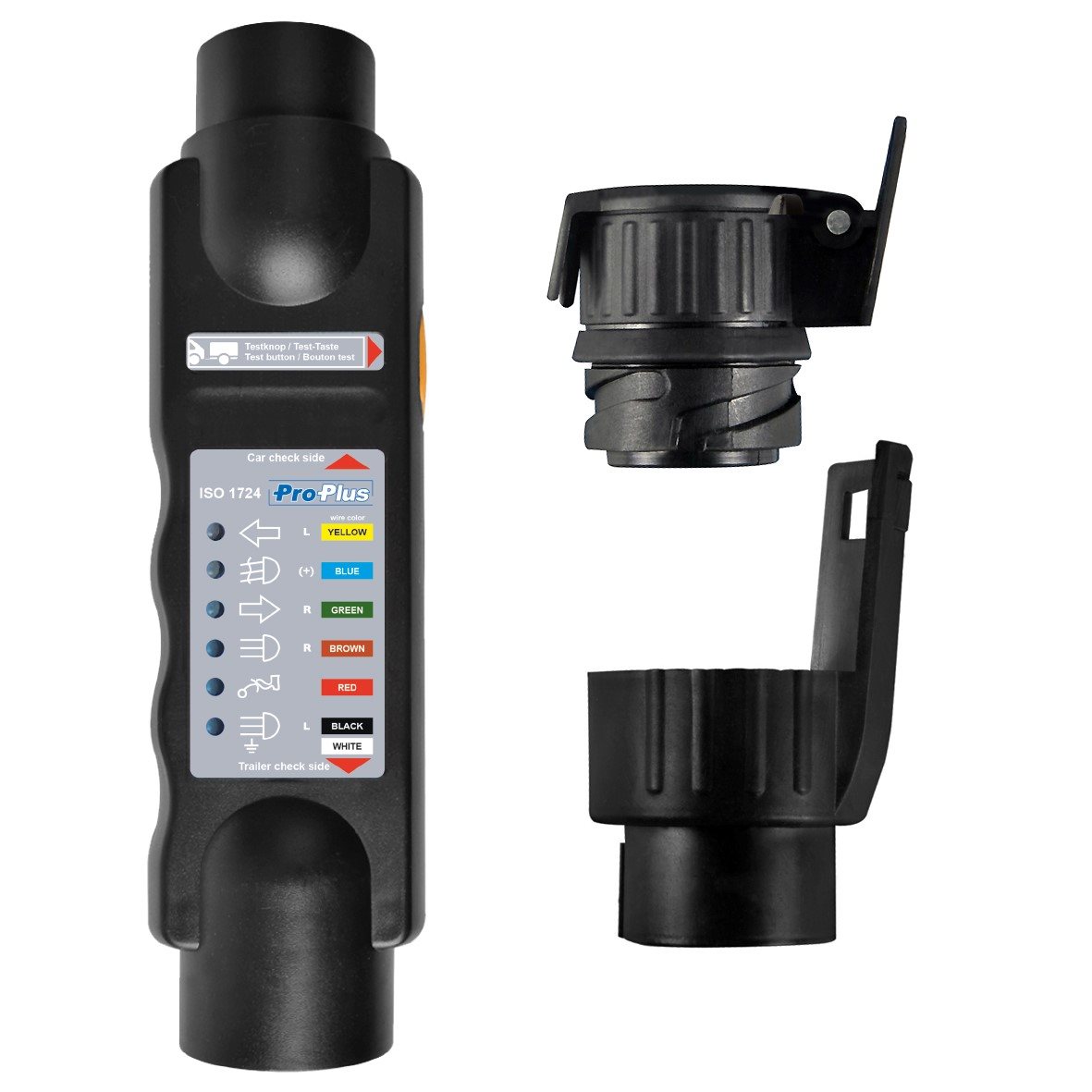 STEKKERTESTER 7-POLIG 12V SET MET 2 ADAPTERS IN BLISTER