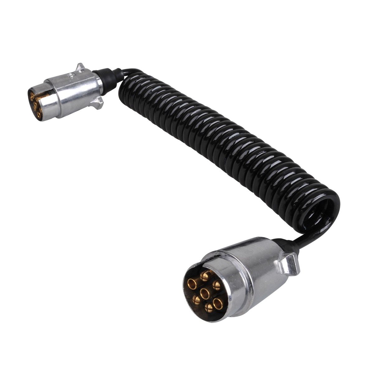 12V SPIRAALKABEL METAAL 7 POLIG MET 2X STEKKERS 3,5MTR