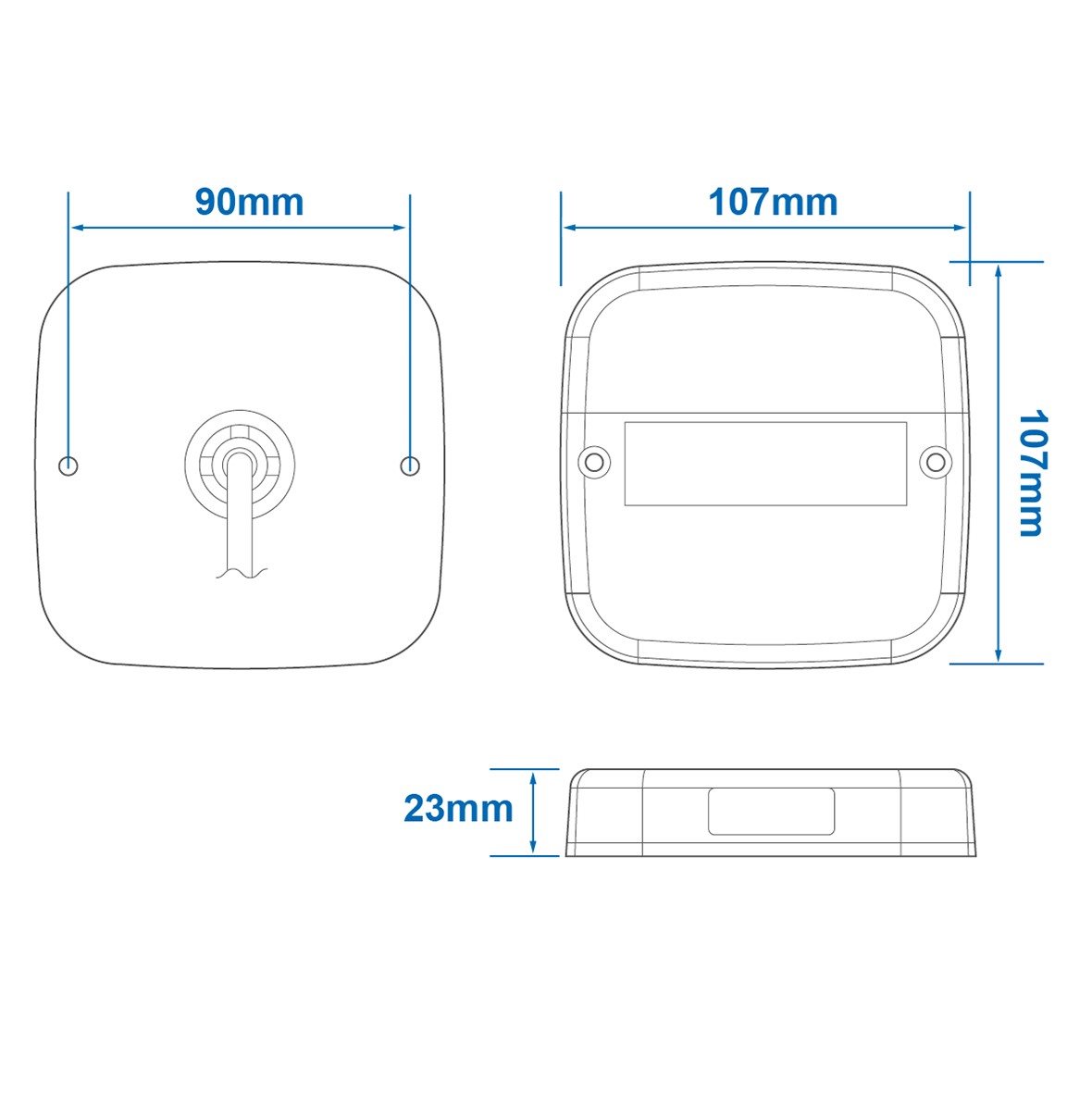 ACHTERLICHT 12V 5 FUNCTIES 107X107MM 8LED 5