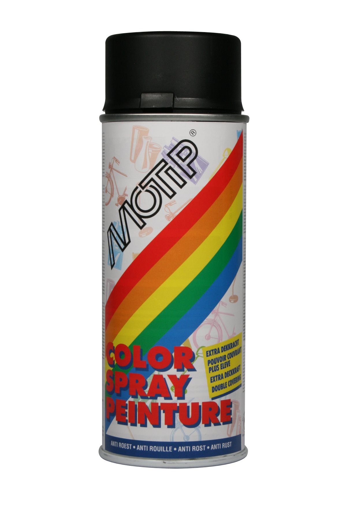 MOTIP COLOURSPRAY ZIJDEGLANS RAL 9005 DIEP ZWART