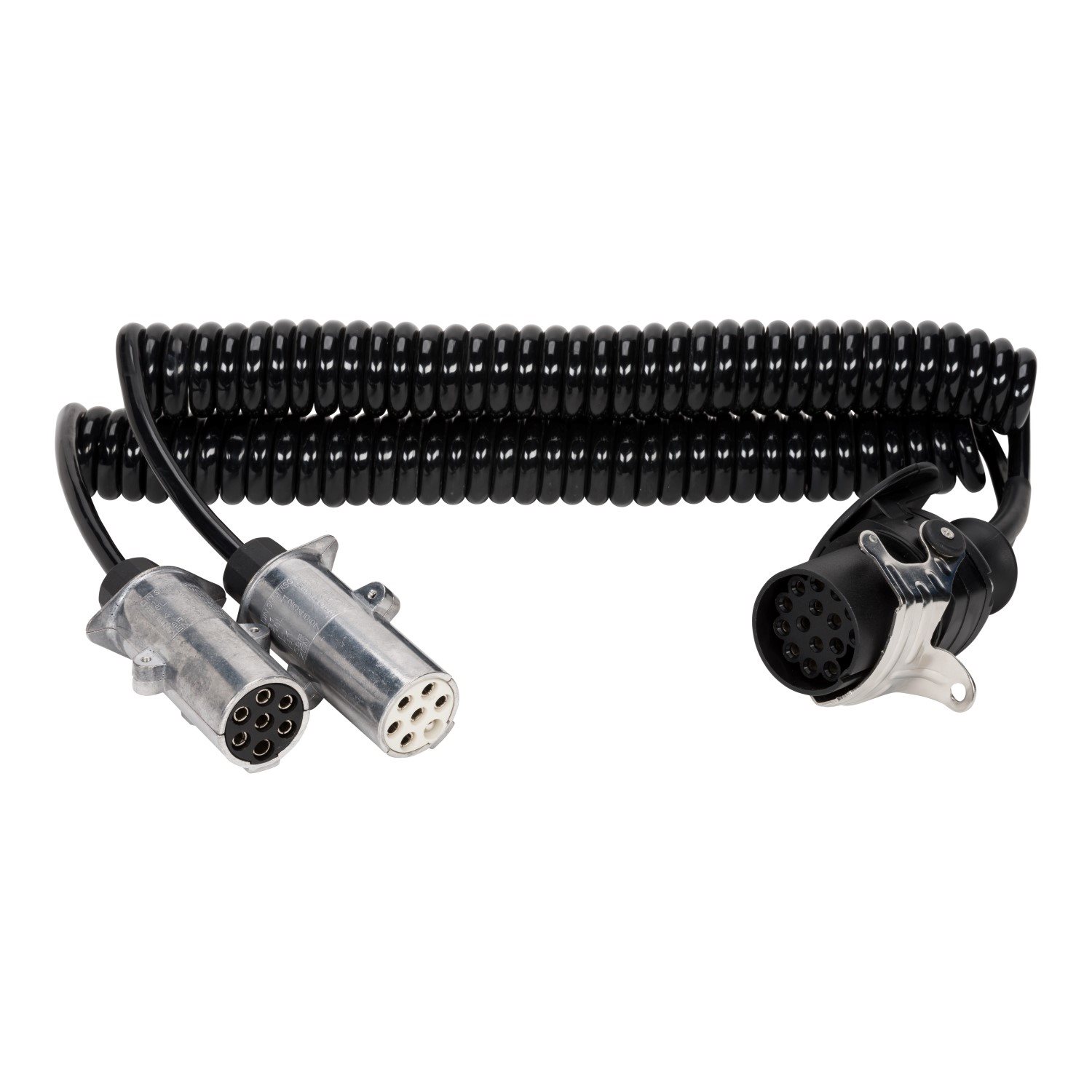 24V ADAPTER SPIRAALKABEL MET 3 AANGEMONTEERDE STEKKERS 3-4MTR