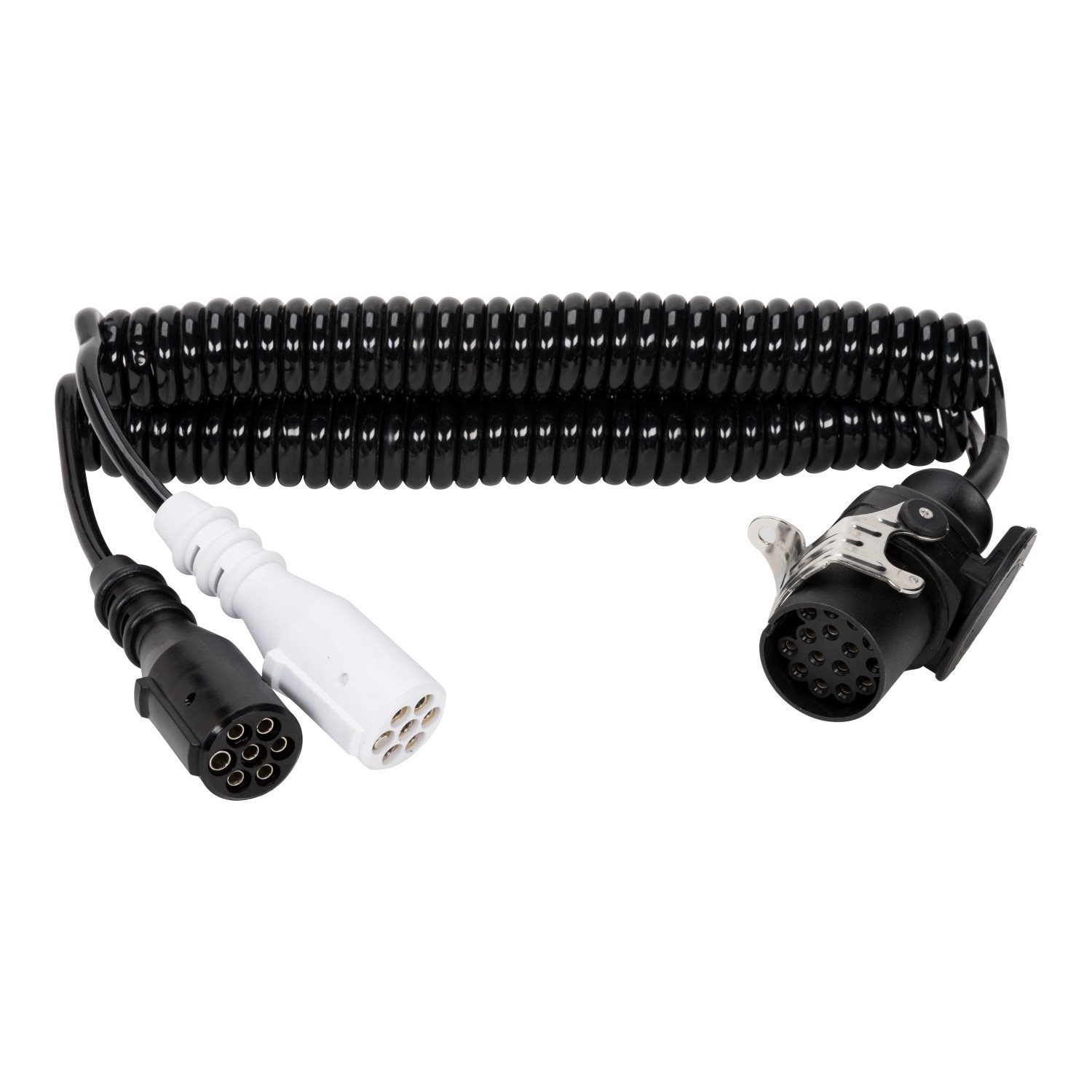 24V ADAPTER SPIRAALKABEL MET 3 AANGEMONTEERDE STEKKERS 3-4MTR