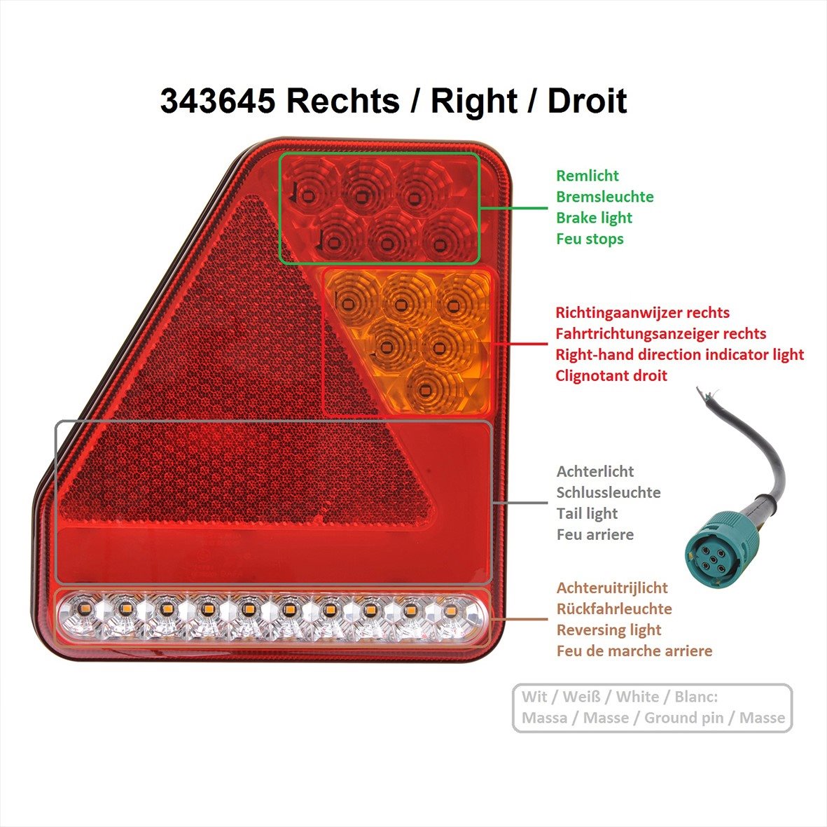 ACHTERLICHT 5 FUNCTIES 208X188MM 22LED RECHTS 5