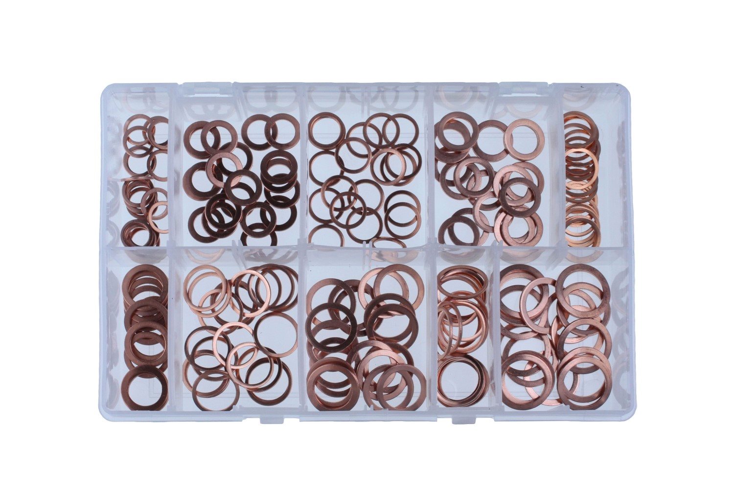 ASSORTIMENT AFDICHTRINGEN KOPER KLEIN 200-DELIG