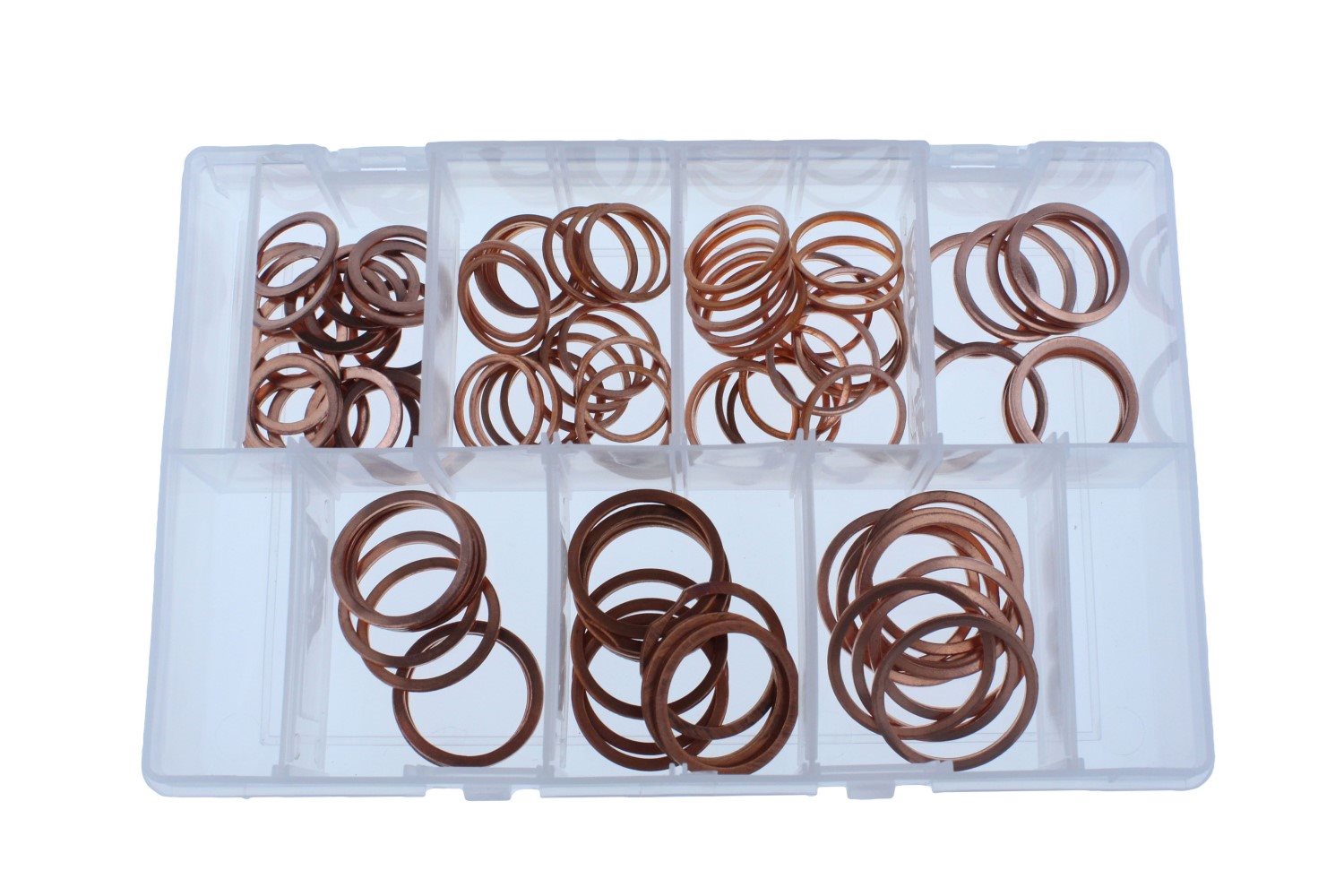 ASSORTIMENT AFDICHTRINGEN KOPER GROOT 140-DELIG
