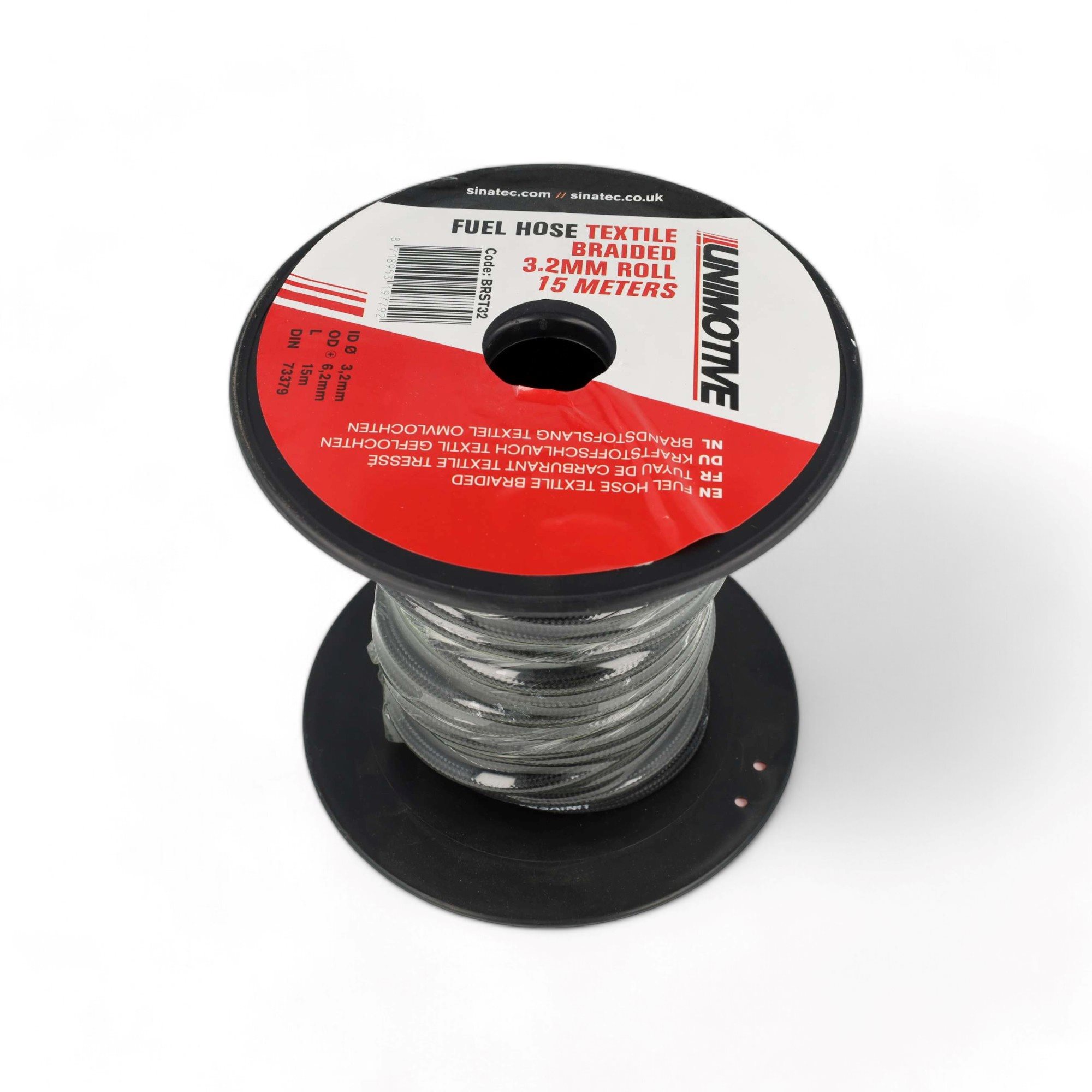 BRANDSTOFSLANG TEXTIEL OMVLOCHTEN 3,2MM ROL 15M (1M)