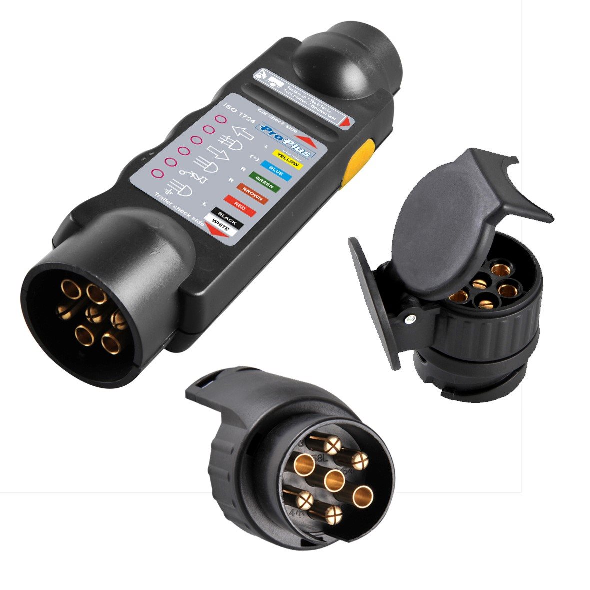STEKKERTESTER 7-POLIG 12V SET MET 2 ADAPTERS IN BLISTER 2