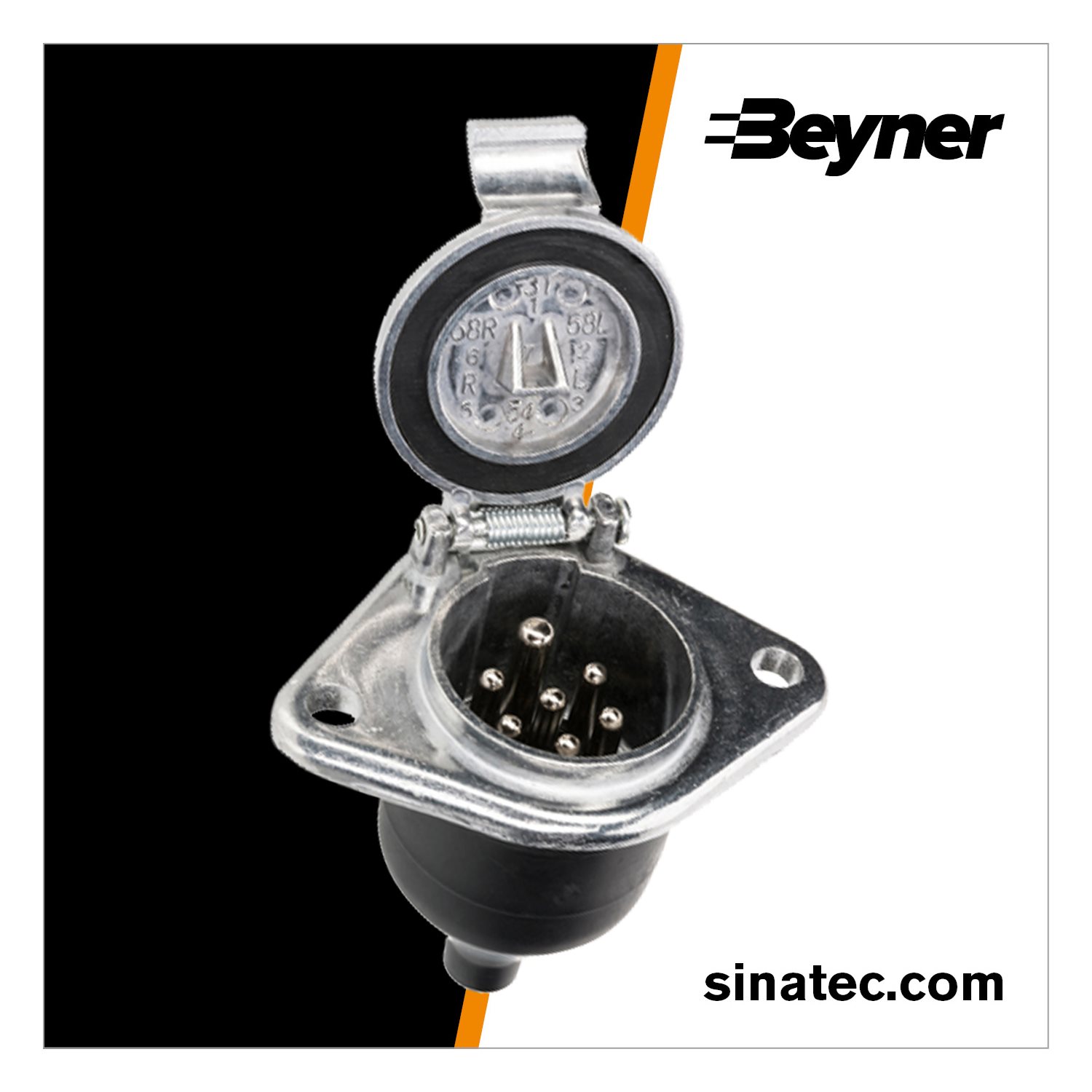 24V SOCKET ALUMINUM 7-POLE BOOT CONNECTION N-TYPE
