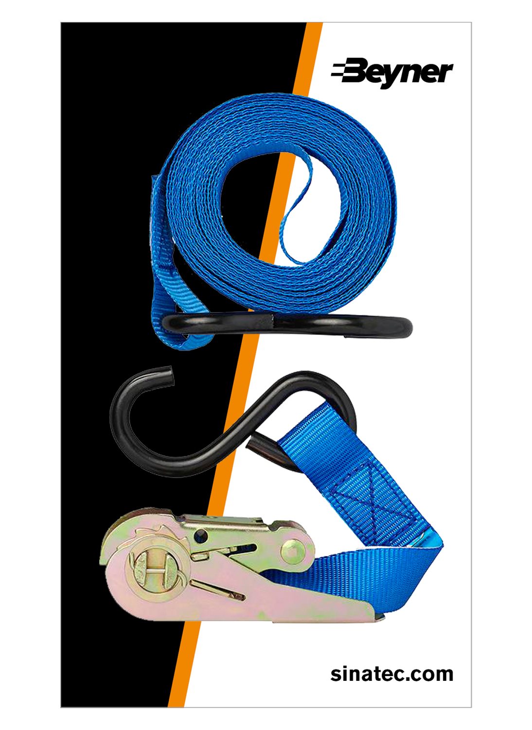 SPANBAND BLAUW MET RATEL + 2 HAKEN 5 METER