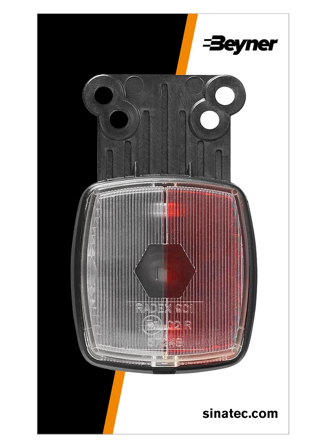 BREEDTELICHT ROOD/WIT MET REFLECTOR OP HOUDER 66X62MM
