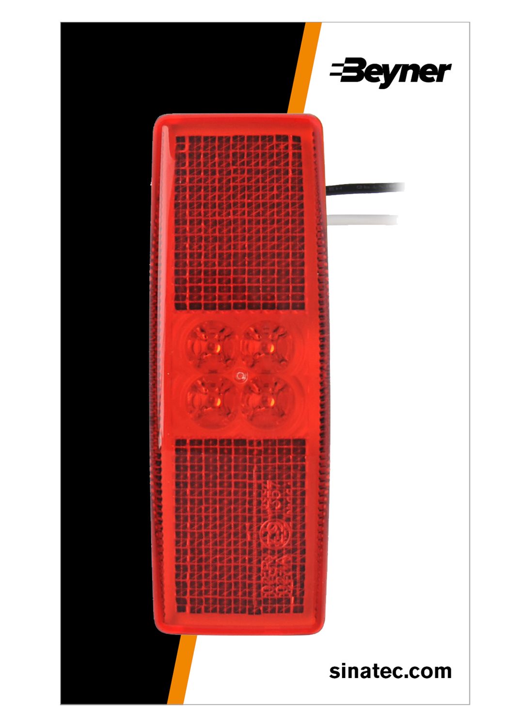 MARKERINGSLAMP 12/24V ROOD 110X40MM LED
