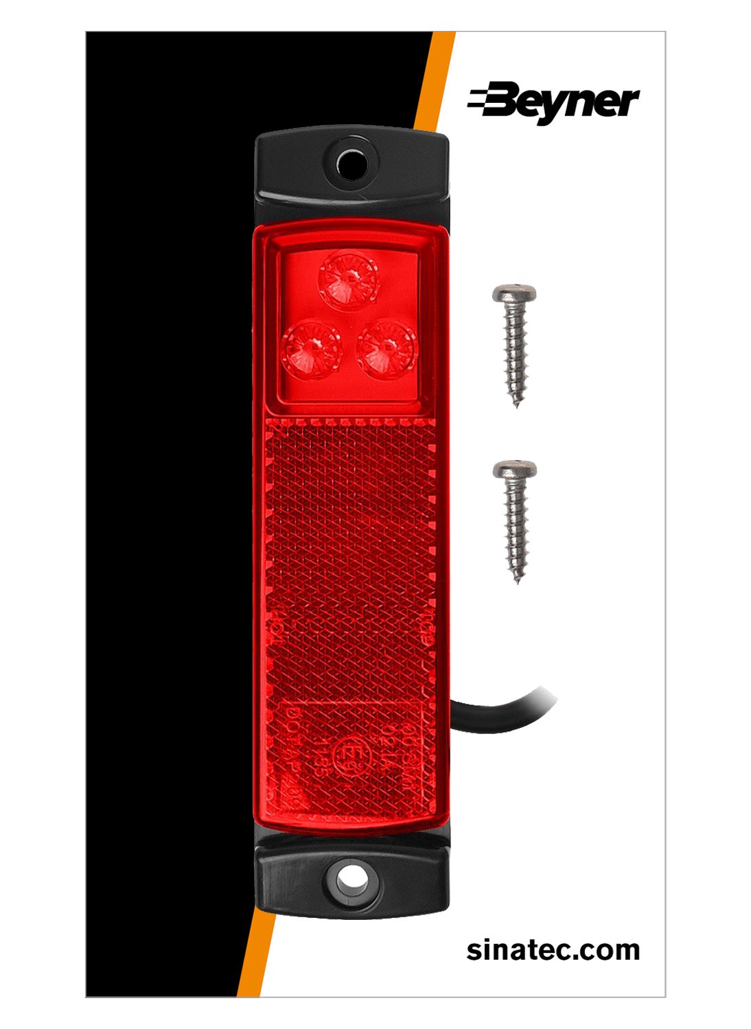 MARKERINGSLAMP 12/24V ROOD 126X30MM LED