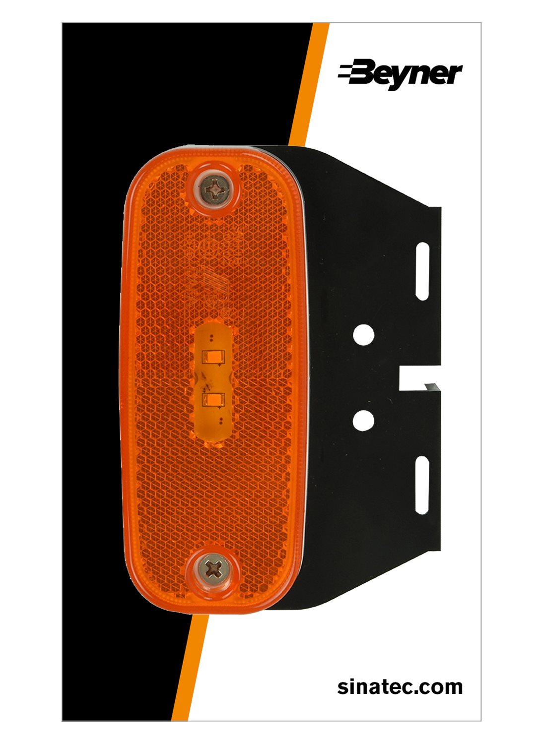 ZIJMARKERINGSLAMP 10-30V ORANJE 110X45MM LED MET HOUDER