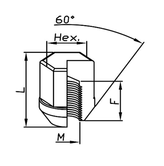 WIELMOER ZINC GESLOTEN CONISCH 60 M14X1,50X33 HEX19 2