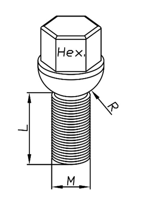 WIELBOUT M14X1,5-28(51) BOL R13 HEX17 2