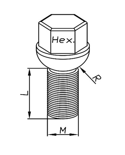 WIELBOUT ZWART M14X1,5X28(50) BOL R13 HEX17 2
