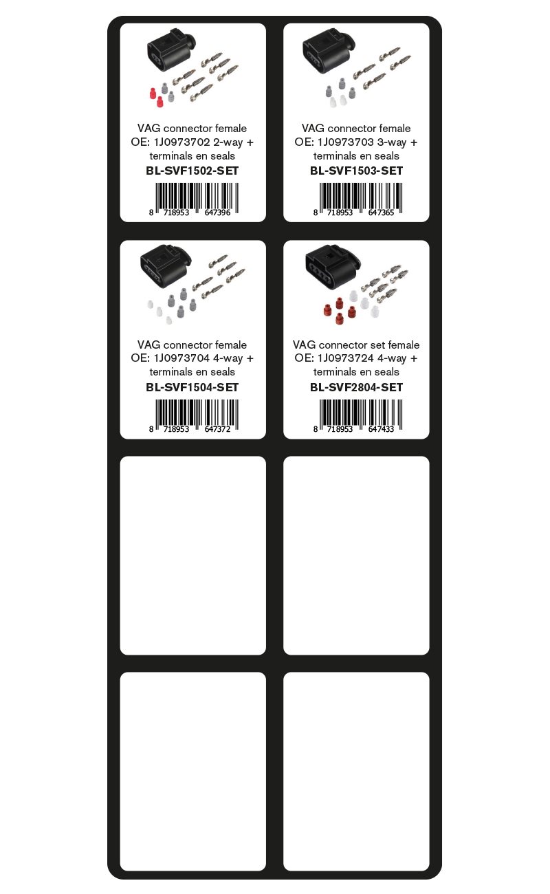 GEVULDE INLAY VAG CONNECTOREN SETS
