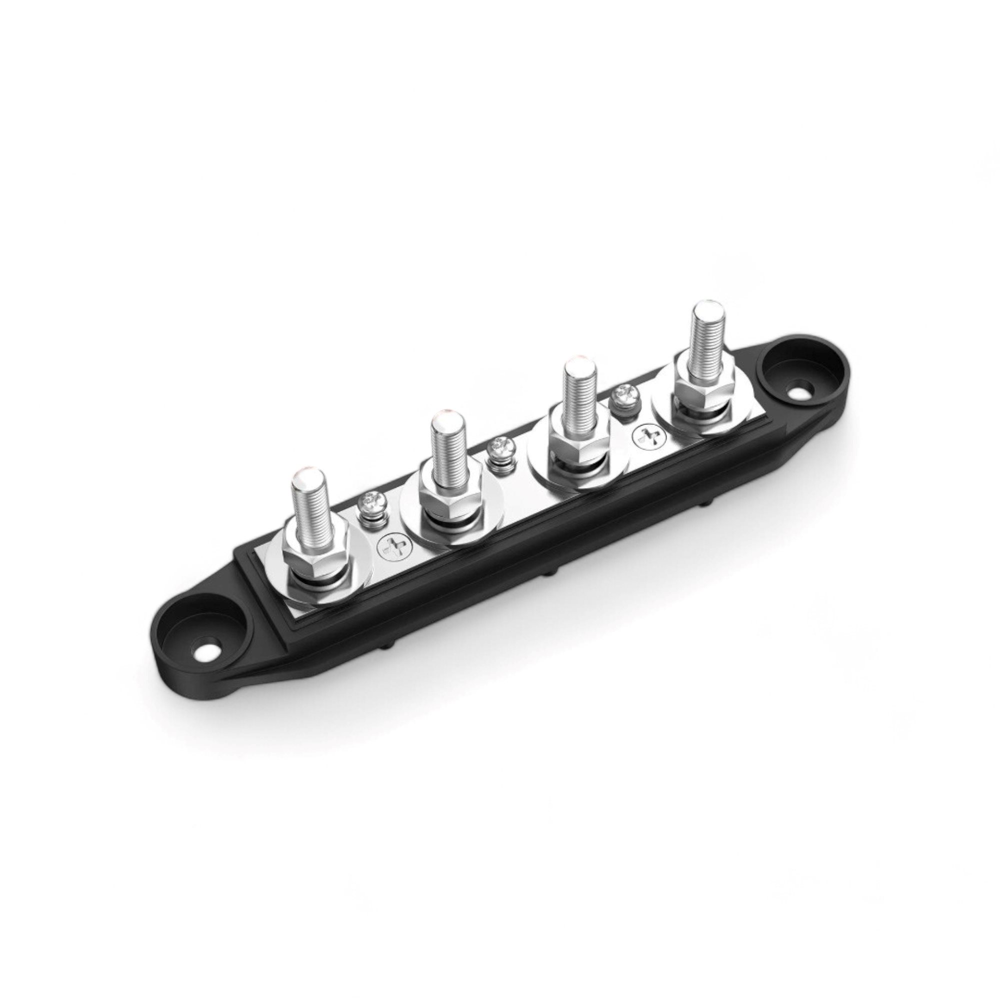POWER DISTRIBUTIEBLOK 4X M10 + 3X SCHROEF + AFDEKKAP ZWART 12V-48V 250A