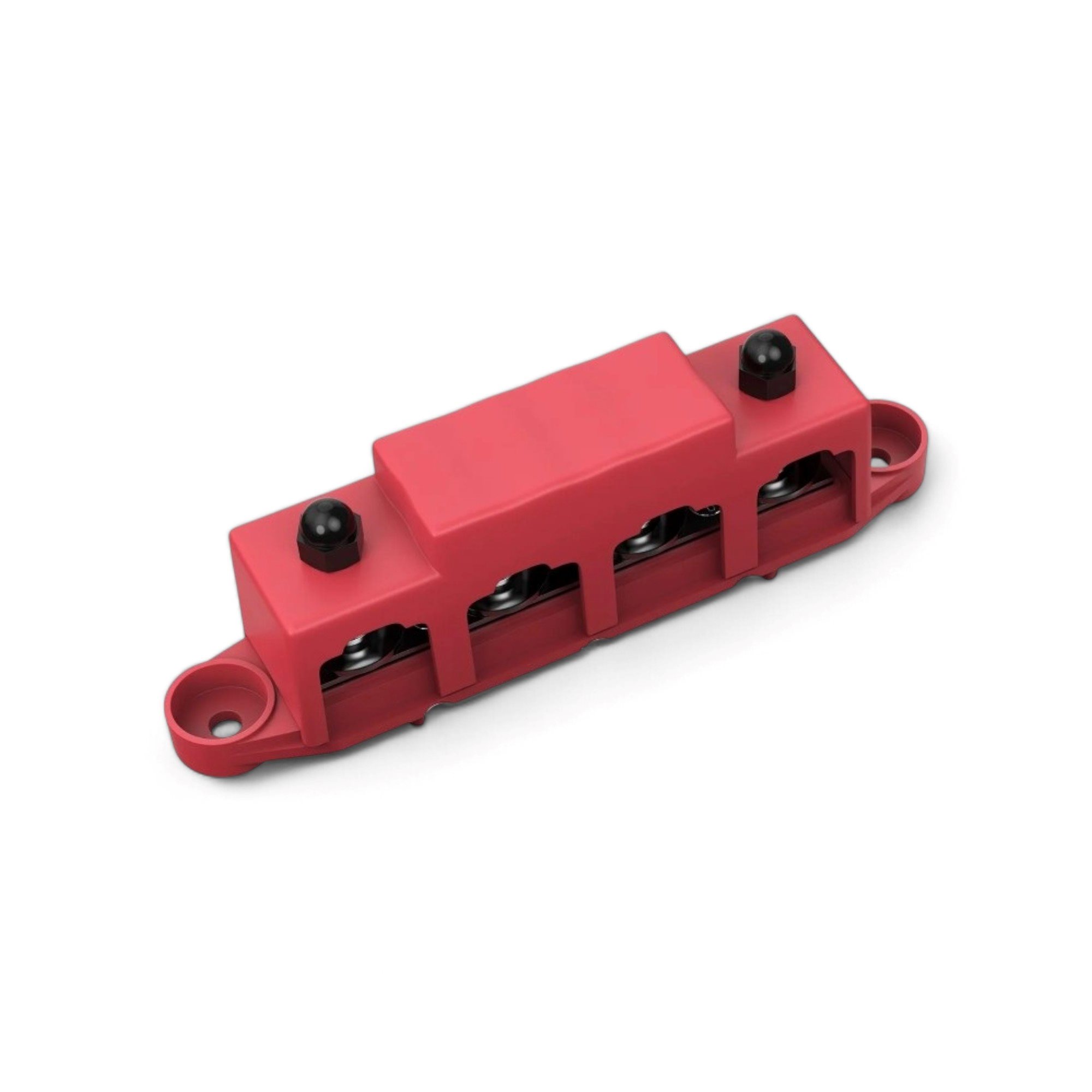 POWER DISTRIBUTIEBLOK 4X M10 + 3X SCHROEF + AFDEKKAP ROOD 12V-48V 250A