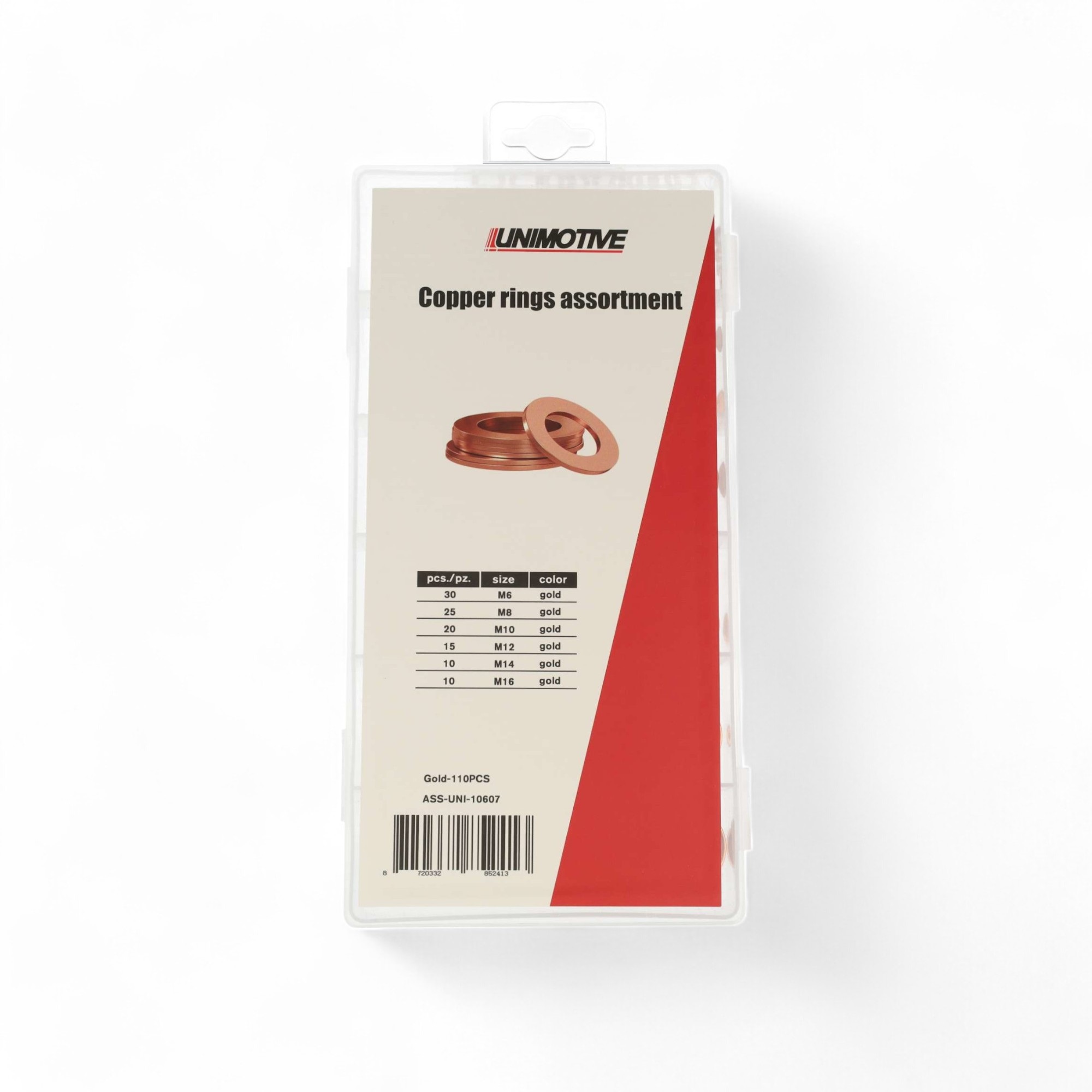 ASSORTIMENT KOPEREN RINGEN M6 - M16 110-DELIG
