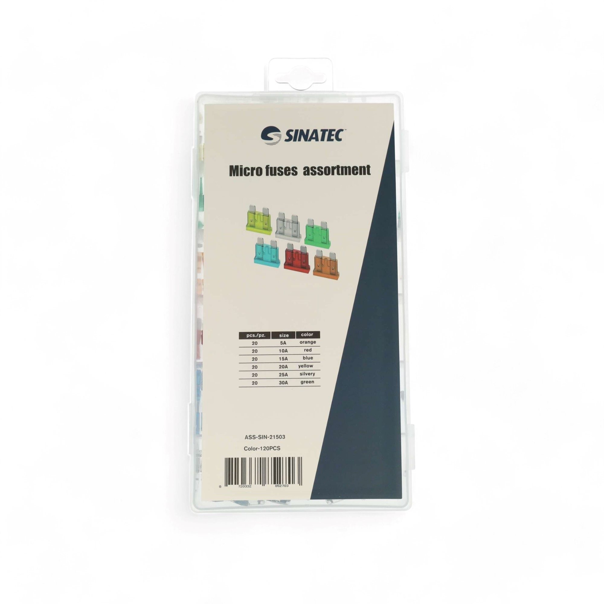 ASSORTIMENT MICRO ZEKERINGEN 5A - 30A 120-DELIG