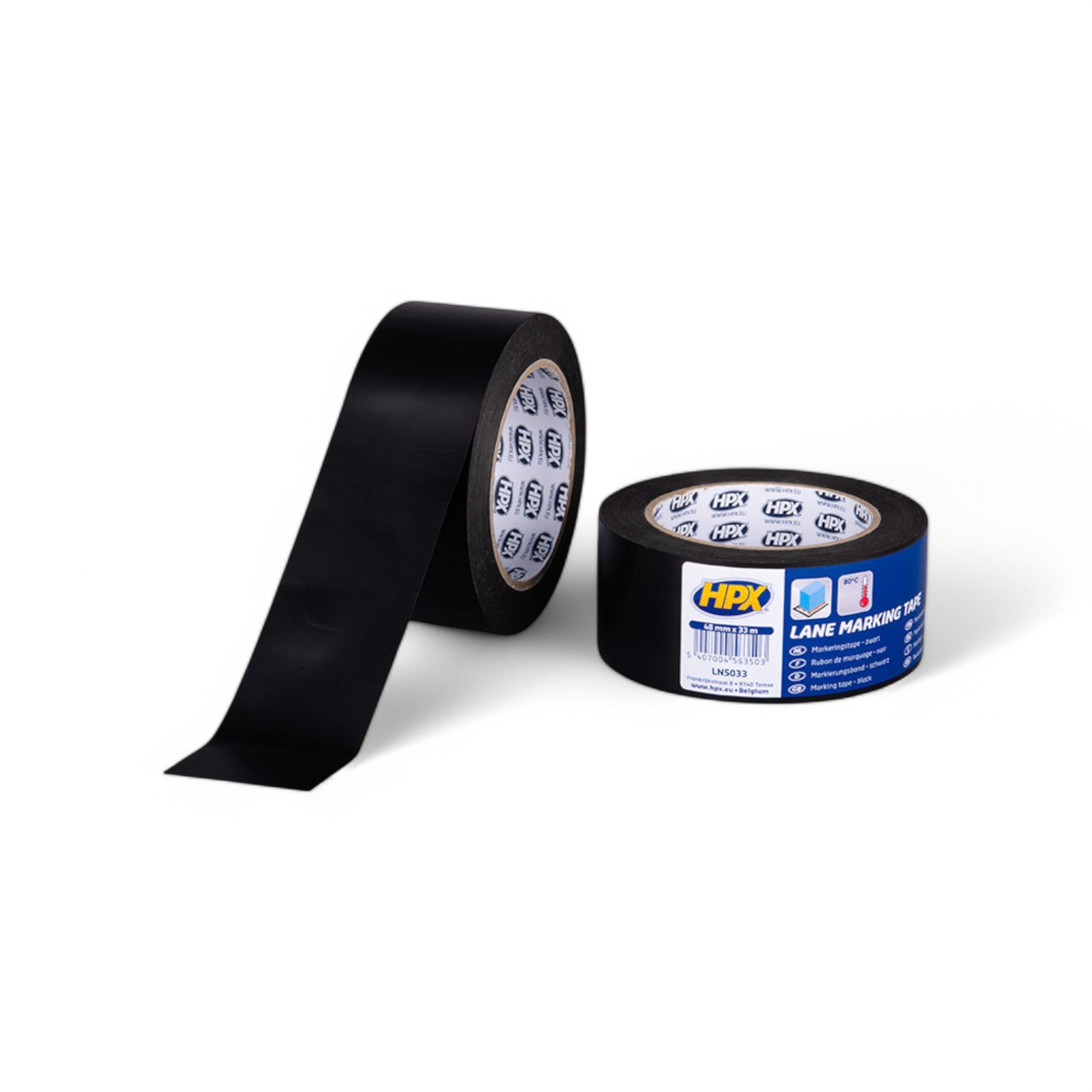 HPX ZELFKLEVENDE MARKERINGSTAPE ZWART 48MM X 33M