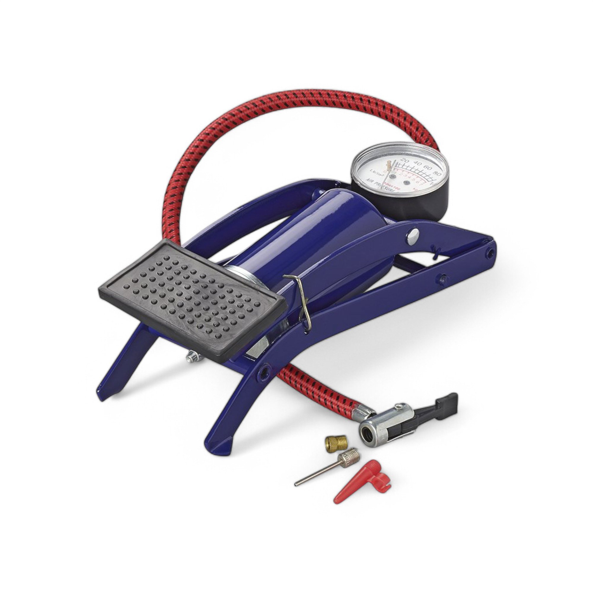 VOETPOMP ENKELE CILINDER MET MANOMETER MAX 7BAR/100PSI