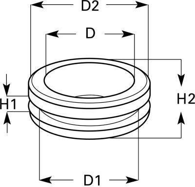 PVC DOORVOERTULE DICHT ZWART 25X35,4X38MM (h=6,1) (a=2,0) 2