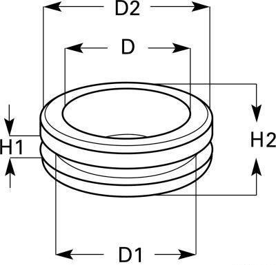 PVC DOORVOERTULE OPEN ZWART 32,0X38,0X46MM (h=9,5) (a=1,6) 2