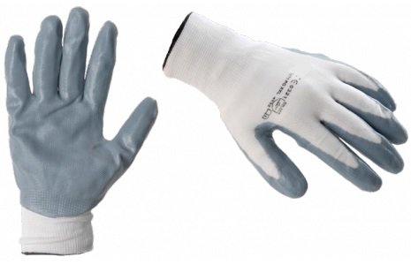 NITRILE HANDSCHOEN WIT GRIJS GECOAT 3X-LARGE MT11 (1 PAAR)