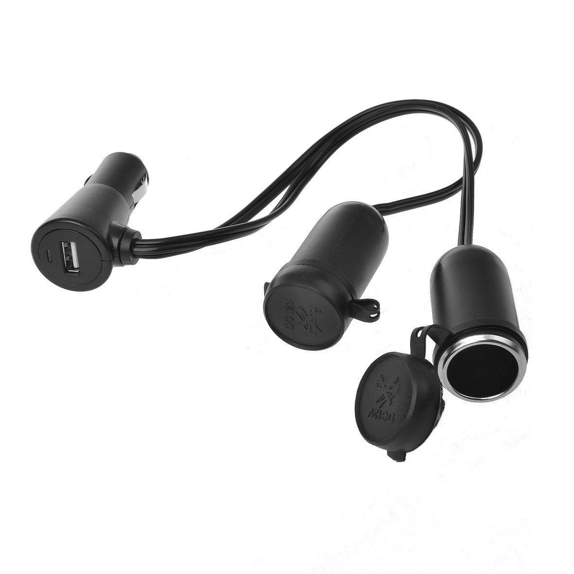SPLITTER 2-WEG + STEKKER MET USB 1000MA 12V/24V