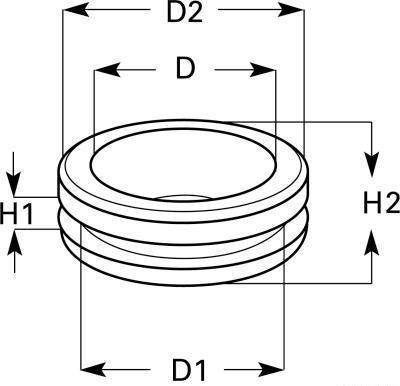 PVC DOORVOERTULE DICHT ZWART 18X28X30MM (h=6,7) (a=1,8) 2