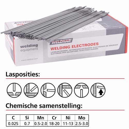 LASELEKTRODE WK 316 L Ø 4,00 X 350 2KG INCL LEG TOESL