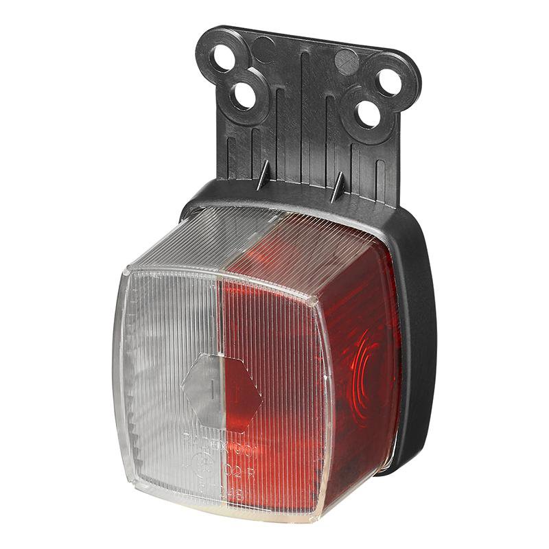 BREEDTELICHT ROOD/WIT MET REFLECTOR OP HOUDER 66X62MM