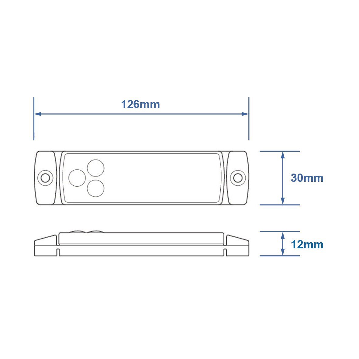 ZIJMARKERINGSLAMP 12/24V ORANJE 126X30MM LED 4