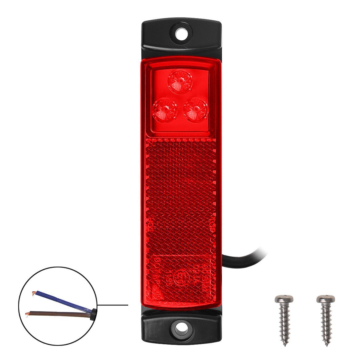 MARKERINGSLAMP 12/24V ROOD 126X30MM LED 2