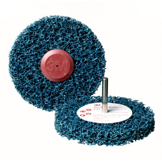 3M SCOTCH-BRITE CLEAN & STRIP SCHIJF CG ZS OP STIFT BLAUW 75X25X6MM S XCRS